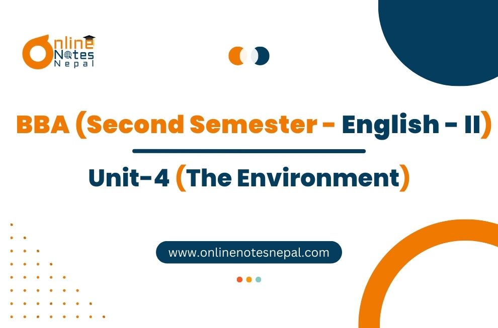 Unit 4: The Environment - English - II | Second Semester Photo